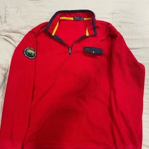 Polo by Ralph Lauren Red and Navy Zip-Up Men's Sweater